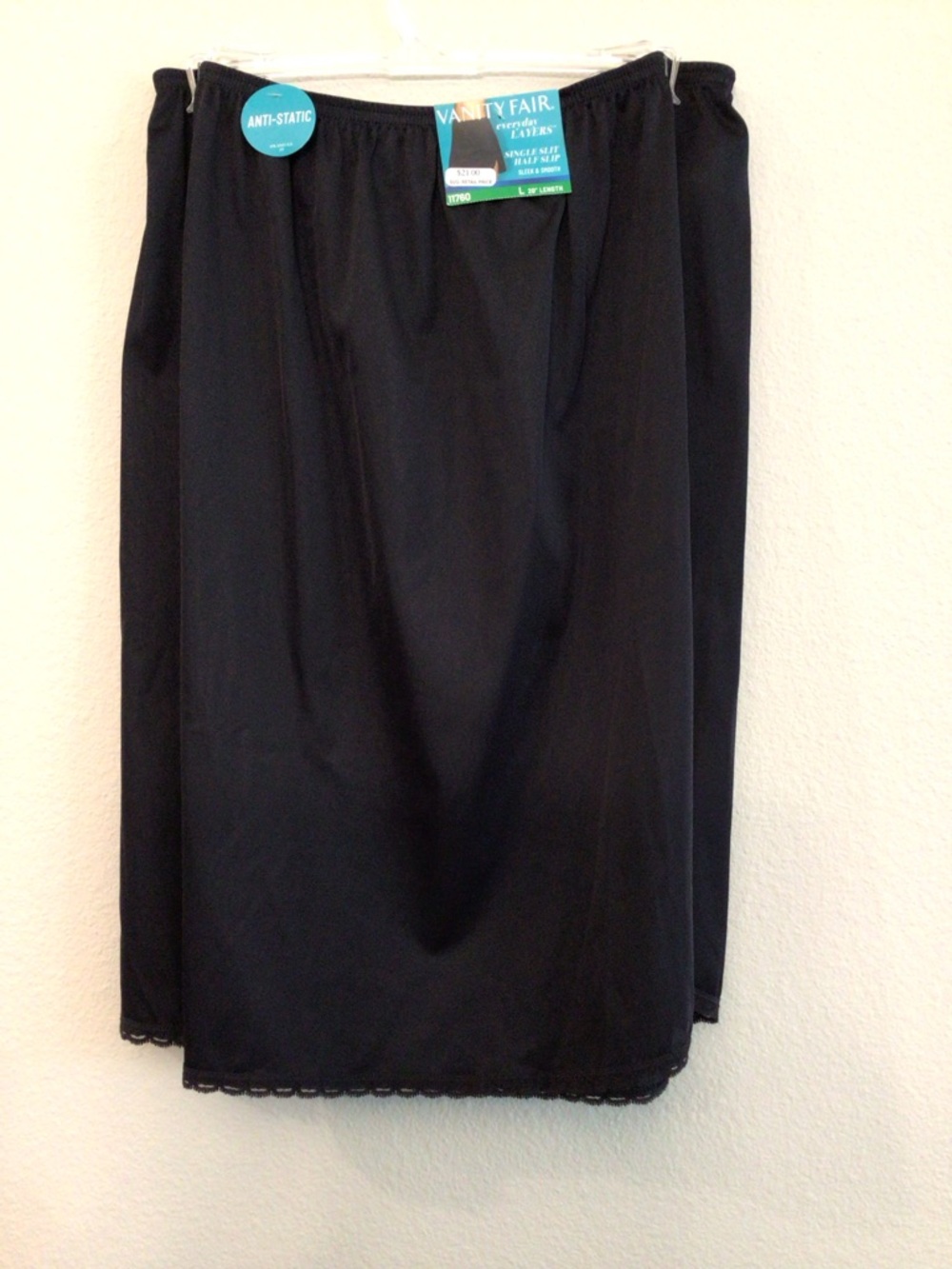 Vanity Fair Black Single Slit Half Slip